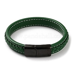 Bracciale in cordoncino di cuoio intrecciato in colori misti&nbsp;BJEW-M302-01EB