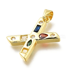 Pendenti in zirconi cubici trasparenti in micro pavè di ottone&nbsp;KK-G521-01G-X-01