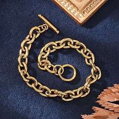 Bracciali a catena in acciaio inox 304 con placcatura sotto vuoto pvd&nbsp;X-BJEW-G618-04G