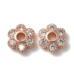 Capuchon de perles de zircone cubique en laiton plaqué en rack&nbsp;KK-C020-12A-RG