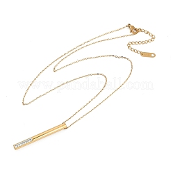 Ionenbeschichtung (IP) 304 Edelstahl Kristall Strass Spalte Anhänger Kabel Kette Halsketten für Frauen&nbsp;NJEW-P320-05G
