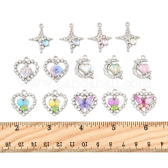 20 Stück 8 Stile Platin-Legierung Glasanhänger&nbsp;FIND-FS0003-78