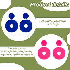 6 Paar 6-farbige Acryl-Donut-Ohrstecker mit Stahlstiften für Damen&nbsp;EJEW-AN0004-38