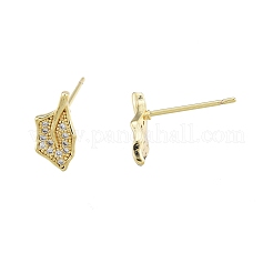 Orecchini a bottone con foglia d'acero in zirconi cubici trasparenti&nbsp;EJEW-G322-26G