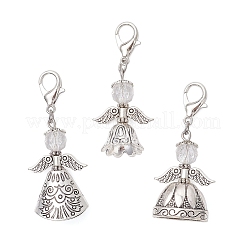 3 pz decorazioni pendenti in lega e vetro stile tibetano con angelo&nbsp;HJEW-JM03959