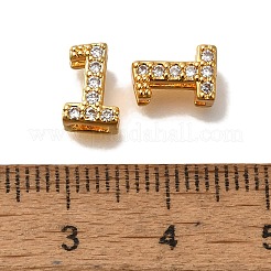 Numero di placcatura in cremagliera in ottone micro pavé zirconi cubici trasparenti ciondoli silde&nbsp;KK-A231-13B