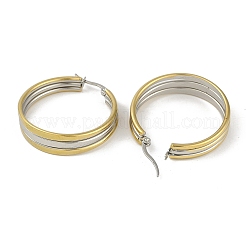 Boucles d'oreilles créoles fendues en acier inoxydable 201 avec placage sous vide PVD pour femmes&nbsp;EJEW-F345-13GP