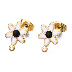 Boucles d'oreilles à tige en acier inoxydable 304 et émail&nbsp;STAS-T052-43G-M