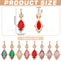 16 Stück 8 Farben Messing Micro Pave Zirkonia Anhänger&nbsp;KK-WR0001-42