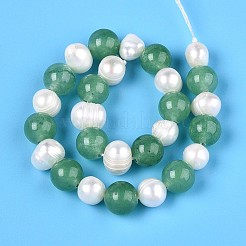 Perles de pomme de terre rainurées en jade blanc naturel teinté et perles d'eau douce de culture naturelles&nbsp;PEAR-N019-02