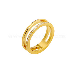 Anelli in acciaio inossidabile 304 con micro pavé di zirconi cubici trasparenti&nbsp;FS-WG4C7B0-01