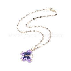 5 pièces 5 couleurs ensemble de colliers pendentif papillon tressé graine de verre&nbsp;NJEW-JN04046