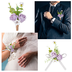 4 corsage de poignet et broche en tournesol artificiel de 2 styles&nbsp;AJEW-HY0001-34B