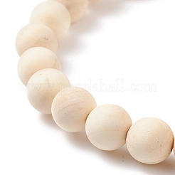 Braccialetto elasticizzato con perline rotonde in legno naturale e lapislazzuli (tinto) e porcellana&nbsp;BJEW-JB08205