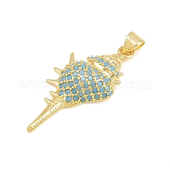 Pendentifs en laiton micro pavé de zircons cubiques bleu ciel&nbsp;CU-CBA4A93-01H-G