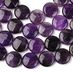 Natürlichen Amethyst flache runde Perle Stränge&nbsp;G-L246-23