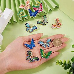 12 pièce 6 styles d'épingles en émail papillon&nbsp;JEWB-TA0001-23