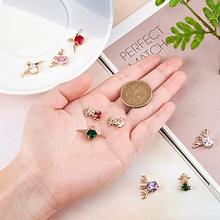 9 stücke 3 arten 3 farben messing glas strass anhänger&nbsp;GLAA-SC0001-38LG