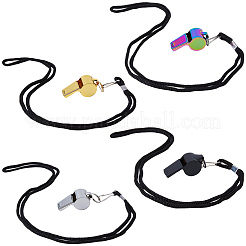 4 pz 4 colori 304 acciaio inossidabile fischietto ciondolo collane cordino nero&nbsp;NJEW-GF0001-25