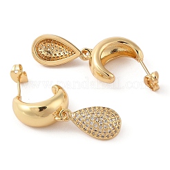 Orecchini pendenti da donna con micro pavé di ottone placcato a cremagliera con zirconi trasparenti&nbsp;EJEW-G394-15G