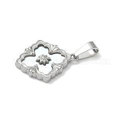 304 Edelstahl Pavé natürliche Muschel Blumenanhänger&nbsp;X-STAS-C103-12P