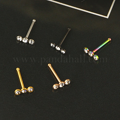 304 Edelstahl Kristall Strass 3 flache runde Nasenknochenringe&nbsp;WGC36FF-02