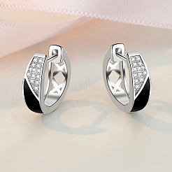 Pendientes de aro huecos de latón con micropavé de circonitas cúbicas transparentes&nbsp;FS-WG71BC0-01