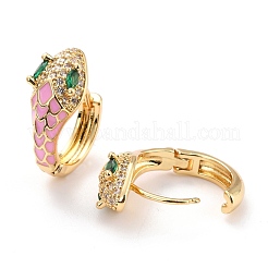 Orecchini a cerchio serpente con zirconi cubici bling&nbsp;EJEW-C009-01G