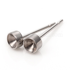 Montature per orecchini a bottone in acciaio inossidabile 304 anti-ossidazione&nbsp;STAS-L244-48B-P
