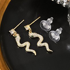 Latón micro pave aretes de circonita cúbica transparente&nbsp;EJEW-P301-14G