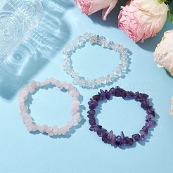 3 pz 3 stili set di braccialetti elastici con pietre preziose miste naturali&nbsp;BJEW-JB11060-03