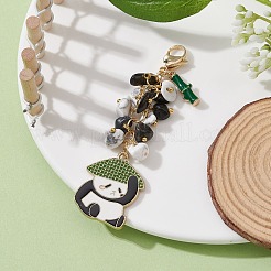 Décorations de pendentif en émail en alliage de panda&nbsp;HJEW-JM01275-05