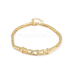 Pulseras de eslabones de circonita cúbica transparente con micropavé de latón para mujer&nbsp;BJEW-F504-05G