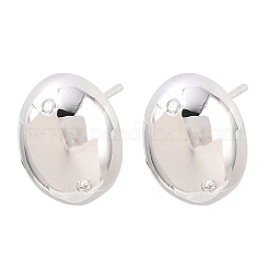 Boucles d'oreilles puces ovales en laiton serties de micro-pavés de zircone cubique&nbsp;EJEW-Z164-17P-01