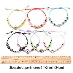 Bracelets tressés en résine contre le mauvais œil pour femmes&nbsp;BJEW-FS00018-01