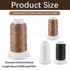 3 rollo de cordón de poliéster encerado plano de 3 y 3 colores&nbsp;OCOR-CL0001-12B