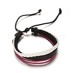 Einstellbare Lederband Multi-Strang-Armbänder&nbsp;BJEW-M169-08