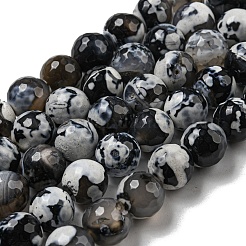 Brins de perles d'agate craquelée de feu naturel à facettes&nbsp;G-F447-12mm-N13