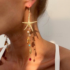 Pendientes colgantes de aleación con borlas de estrellas de mar&nbsp;FS-WGBA216-03