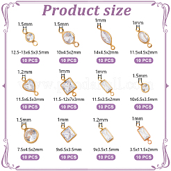 120 Stück 12 Stile Messing klare Zirkonia Verbinder Charms&nbsp;KK-NB0003-89