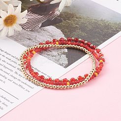 Ensembles de bracelets de perles extensibles en verre et laiton&nbsp;BJEW-JB06151