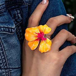 Verstellbare offene Manschettenringe aus Emaille mit Blumenmuster für Damen&nbsp;FS-WG454BA-03