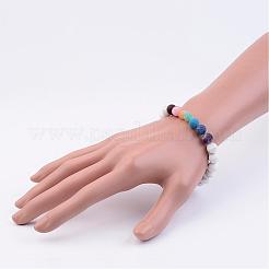 Natürliche howlite & Edelstein Perlen Stretch-Armbänder&nbsp;BJEW-JB02510-02