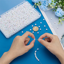 1500 pièce de perles rondes en acrylique polystyrène écologiques plaquées couleur AB&nbsp;TACR-GA0001-17