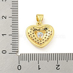 Charms de circonita cúbica micro pavimentados de latón chapado en forma de corazón&nbsp;KK-Z053-17G
