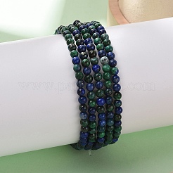 Natürliche Armbänder mit runden Perlenperlen aus Chrysokoll und Lapislazuli&nbsp;X-BJEW-L594-B04