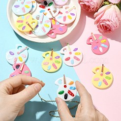 30pcs 6 couleurs pendentifs en résine opaque&nbsp;CRES-CJ0001-90