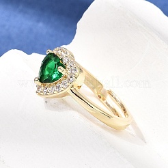 Messing Micro Pave klare Zirkonia Manschette offene Ringe&nbsp;CU-CBA5C10-16G