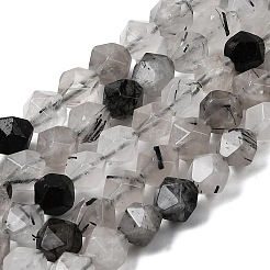 Quarzo tormalinato naturale / fili di quarzo rutilato nero perline&nbsp;G-Z119-A15-01