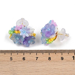 Blumen-Ohrstecker aus Glas und Kunststoff&nbsp;FS-WG119A6-02